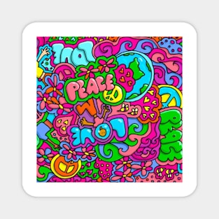 Peace And Love Illustration Magnet