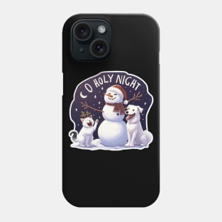 O Holy Night White Cat Dog Snowman Phone Case