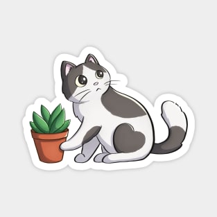 Cat Pushing Down Plant Magnet