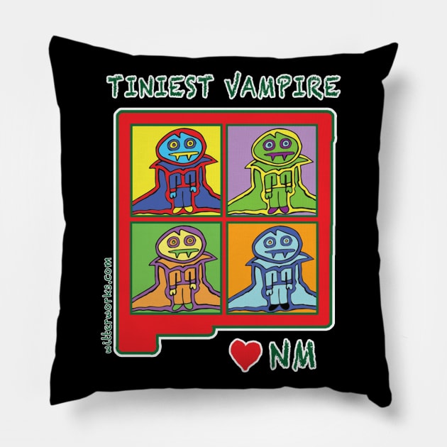 Tiniest Vampire Loves New Mexico (NM) Pillow by witterworks