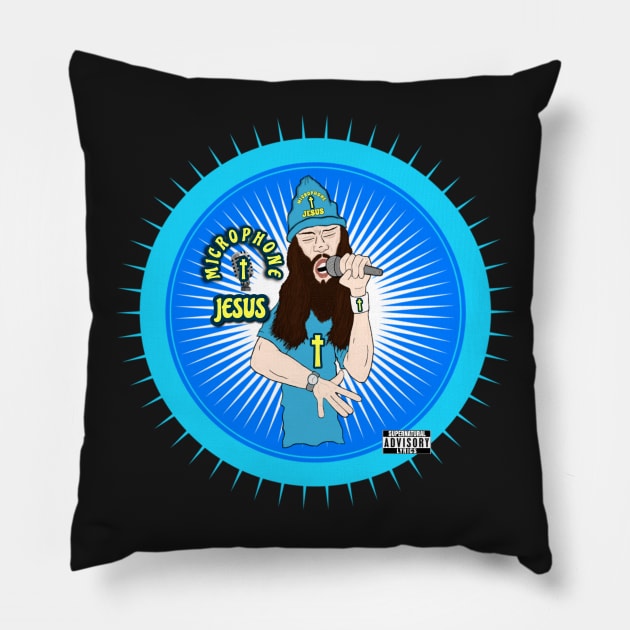 MICROPHONE JESUS Pillow by DRAWGENIUS