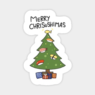 Merry Chrisushimas Tree Funny Sushi Lover Christmas Card Kawaii Cute Anime Food Magnet