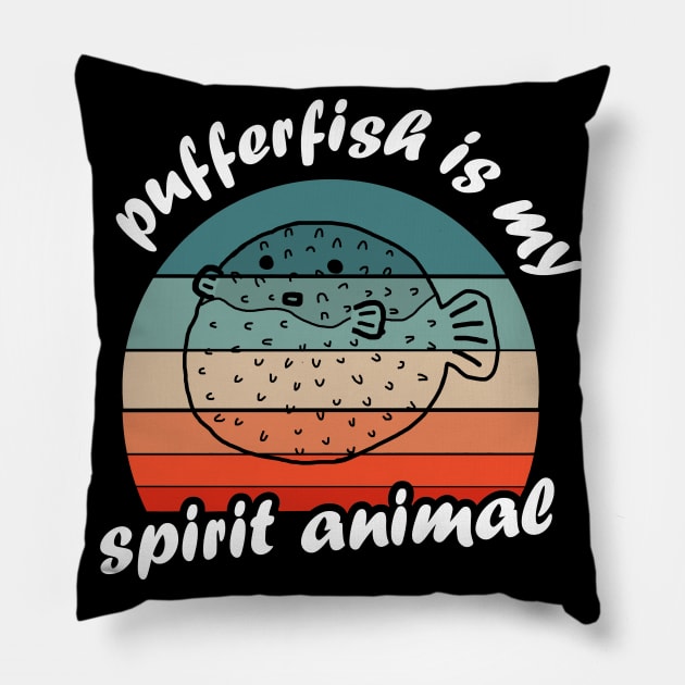 My spirit animal puffer fish porcupine fish retro Pillow by FindYourFavouriteDesign