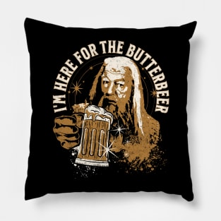 I'm Here for the Butterbeer Beer Drinking Wizard Pillow