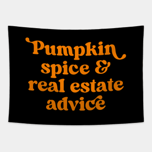 Retro Pumpkin Spice And Real Estate Advice Funny Real Estate Agent Halloween Tapestry