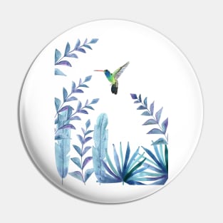 Hummingbird with tropical foliage Pin