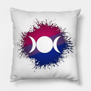 Paint Splatter Bisexual Pride Flag Triple Goddess Moon Pillow