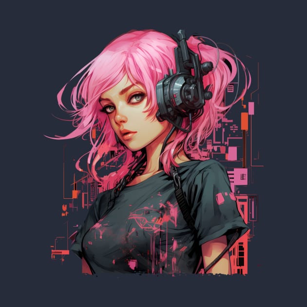 Cyberpunk Anime Girl  Futuristic Techwear Aesthetic Kawaii Manga Japanese Streetwear Harajuku by Snoe