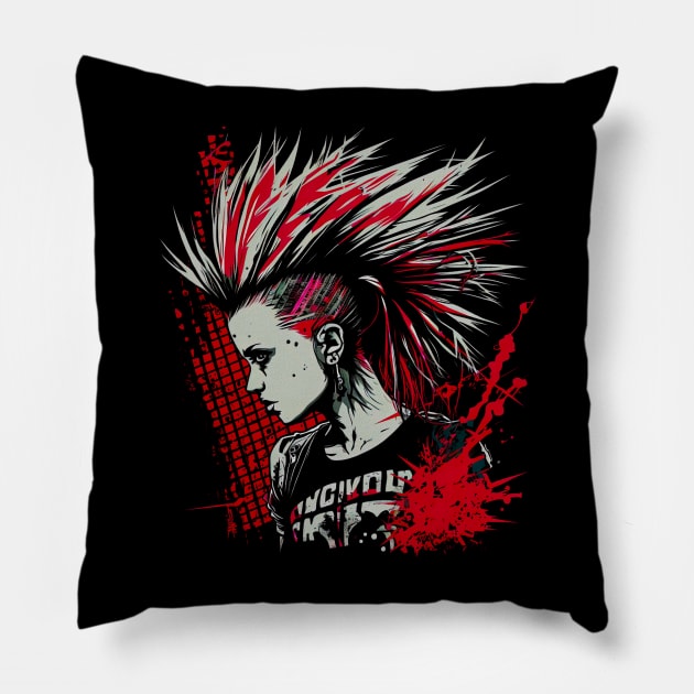 Punk rock Girl Pillow by Allbestshirts