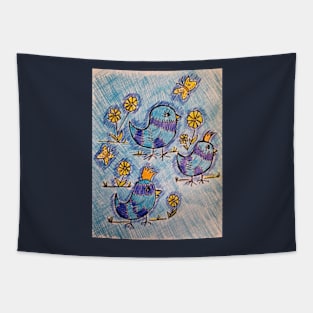 Blue Bird of Happiness Tapestry