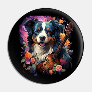 Border Collie Playing Guitar Pin