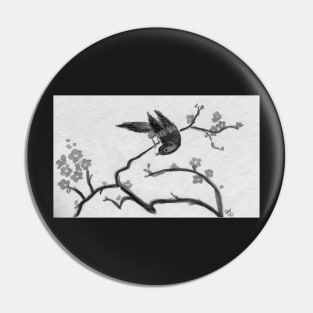 black and white sakura Pin