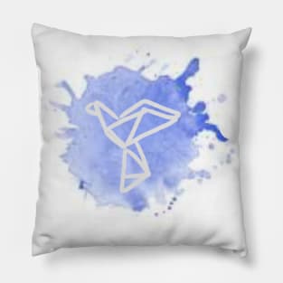 Geometric bird with water color splatters Pillow