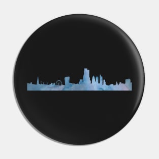 London Skyline Blue Watercolor Pin