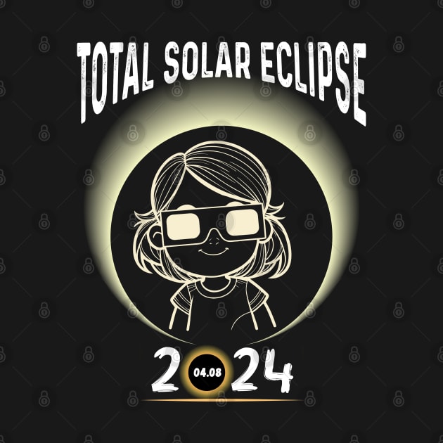 Solar Eclipse 2024 Shirt Total Eclipse April 8th 2024 Little Girl by Peter smith