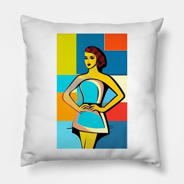 Pop Art Pin Up Girl Pillow by ShopSunday