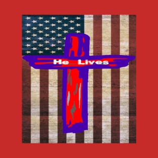 PATRIOTIC CHRISTIAN CROSS With FLAG T-Shirt