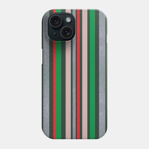 Red, green, silver stripped design with glitter, perfect for Xmas! Phone Case by F-for-Fab