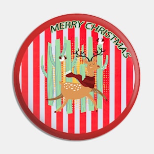 Happy Deer Christmas colors red green Pin