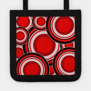 red white and black geometric pop art circle pattern Tote