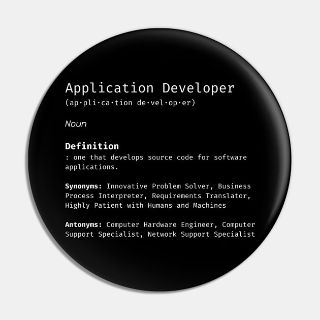 Application Developer Definition Pin by CreoTibi