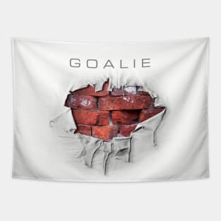 Torn Brick Wall Hockey Goalie Tapestry