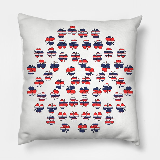 Shamrocks Red White Blue Stripes for St Patricks Day Pillow by ellenhenryart