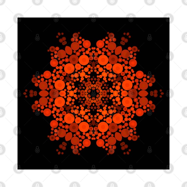 Dot Mandala Flower Orange and Black by WormholeOrbital