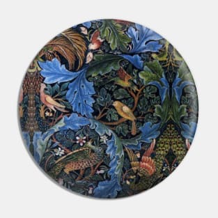 WOOD ANIMALS, BIRDS ,PEACOCKS IN BLUE GREEN LEAVES,FLORAL SWIRLS Pin