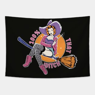 100% That Witch // Funny Vintage Halloween Witch Tapestry