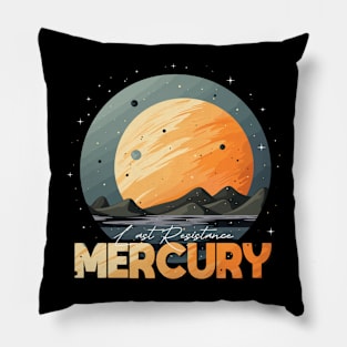 Mercury Planet Logo, Solar System Space Exploration Art Pillow