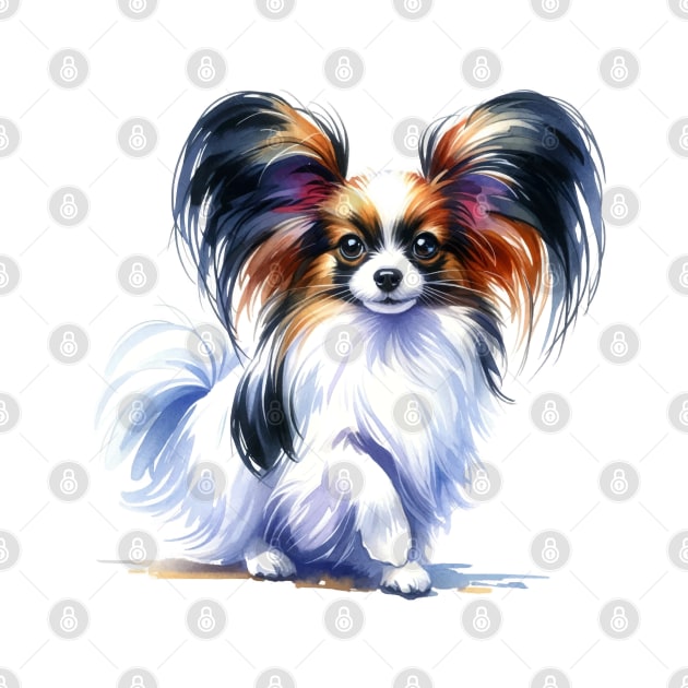 Papillon Watercolor Painting - Beautiful Dog by Edd Paint Something