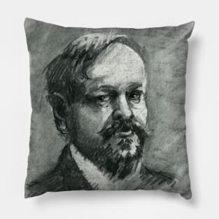 Claude Debussy - charcoal portrait Pillow