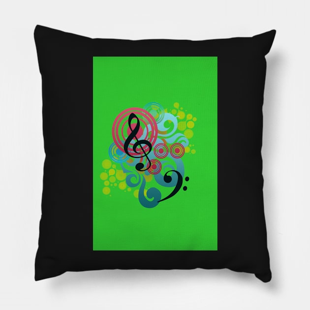 Music swirl iPhone case (green) Pillow by InspiraImage