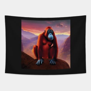 Orangutan on a mountain side Tapestry