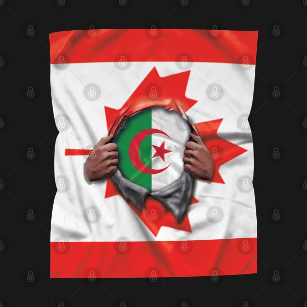 Algeria Flag Canadian Flag Ripped - Gift for Algerian From Algeria by Country Flags