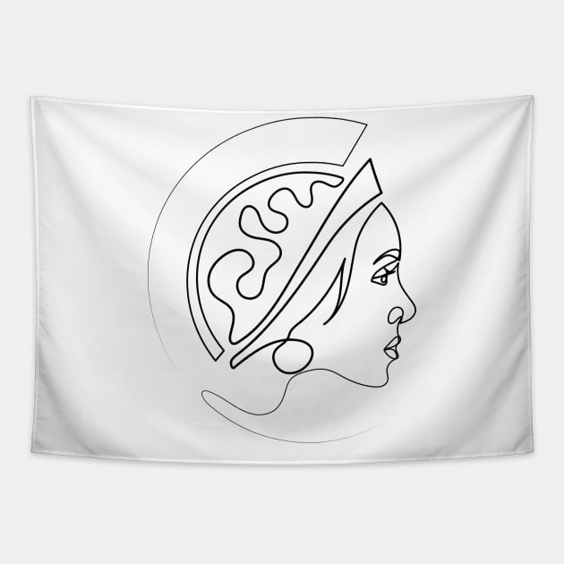 Warrior Woman | One Line Drawing | One Line Art | Minimal | Minimalist Tapestry by One Line Artist