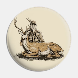 Hunter and Deer Pin