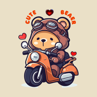 Cute teddy bear - Riding a scooter. T-Shirt