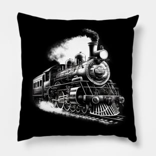 Vintage Steam Locomotive Train Railway Lovers Pillow
