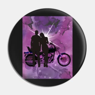 Motorcycle couple 2 in Fuschia/Pink Pin