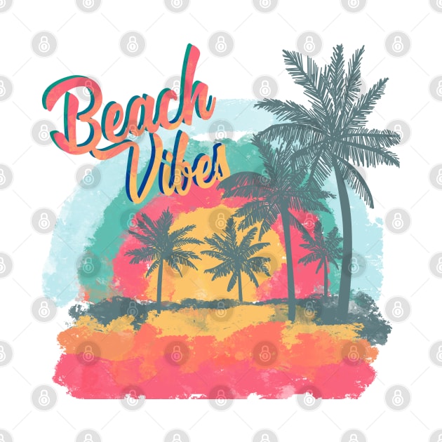 Beach Vibes, summer, ocean view, palm trees, pastels by Sheila’s Studio