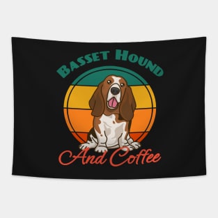 Basset Hound And Coffee Dog puppy Lover Cute Sunser Retro Tapestry