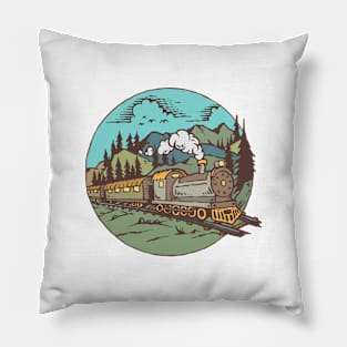 Train Western Landscape Kids Tshirt Pillow