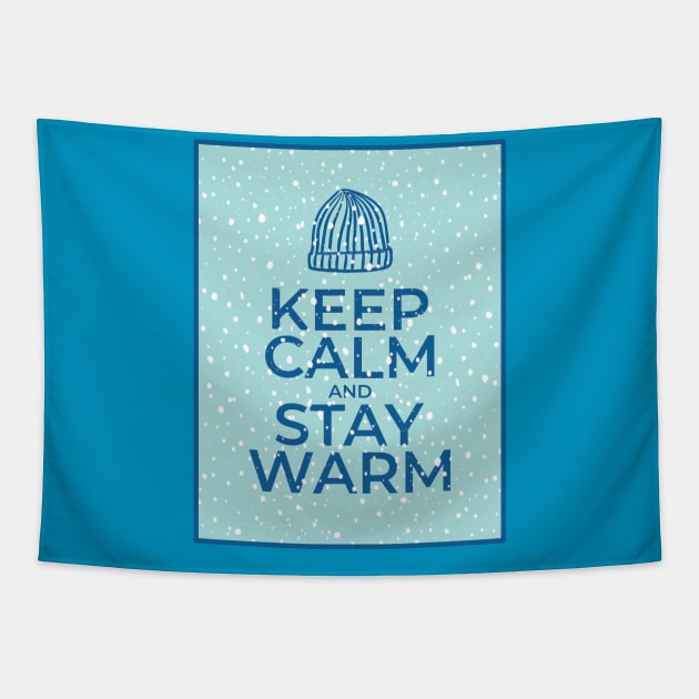 Keep Calm and Stay Warm Tapestry by Scrabbly Doodles