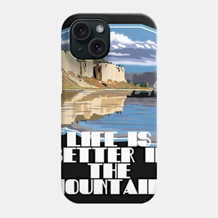 LIFE IS BETTER IN THE MOUNTAINS Retro Vintage Posted Mountain Range Wiht Lake And Adventurers On A Canoe And Kayak Trip Phone Case