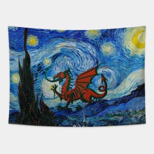 Welsh Dragon in a Starry Night Tapestry