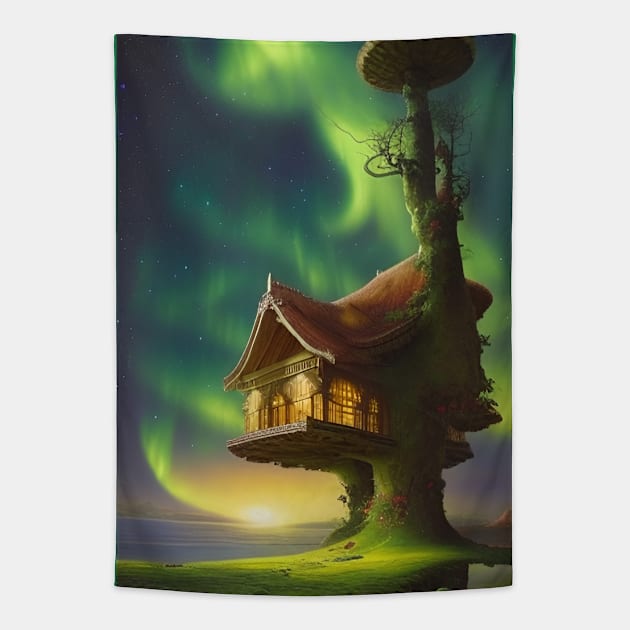 House in a Tree in the Galaxy Tapestry by ArtStudioMoesker