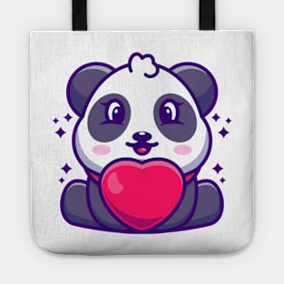 Cute baby panda cartoon with love Tote