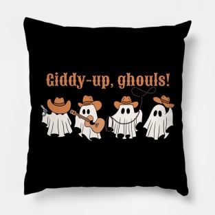 Giddy-up, ghouls! Halloween cute western cowboy /cowgirl ghosts Pillow